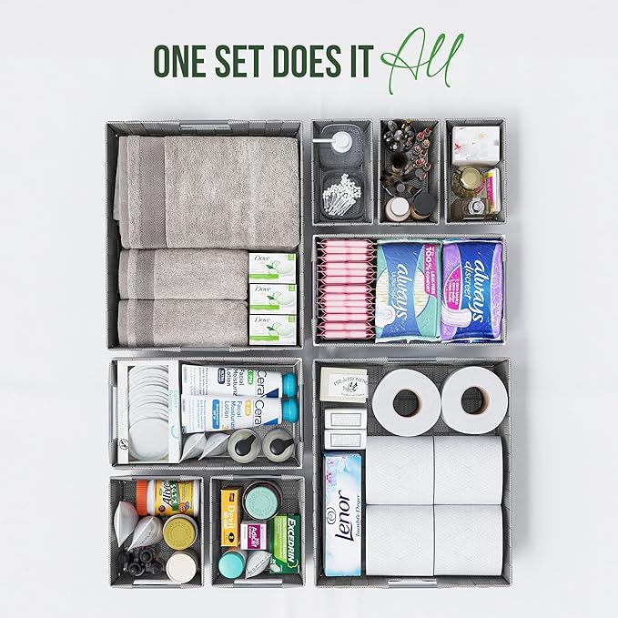 Baskets For Organizing Set Of 9 Grey - Storage Baskets For Shelves - Perfect Closet Organizer Bins, Bathroom Basket, and Pantry Basket - Small Storage Bins For Shelves - Bin For Organization-NeatNest