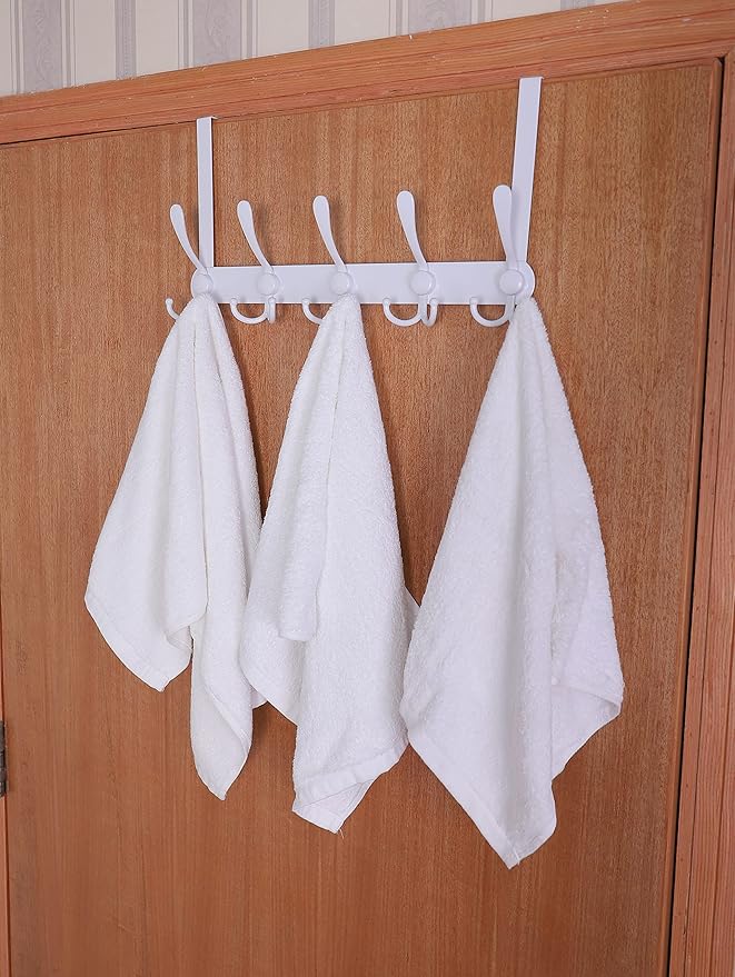 Encozy Over The Door Hooks,Coat Rack for Hanging Clothes Hat Towel (Heavy Duty White 1pcs)