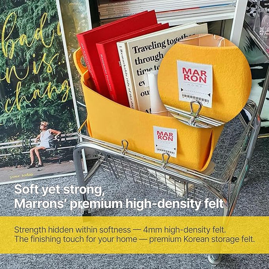 Collapsible Yellow Felt Storage Bin Medium 11"x7.1"x7.1" – Foldable Basket with Handles for Closet, Toy Storage, Laundry Room Organization, Decorative Storage Bins for Shelves, Cube Storage-NeatNest