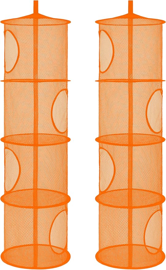 coastal rose 2Pcs Stuffed Animal Storage Foldable Stuffed Animal Net or Hammock Organizer, 4 Compartments Hanging Mesh Toy Storage Hammock Fall Decorations for Home-NeatNest