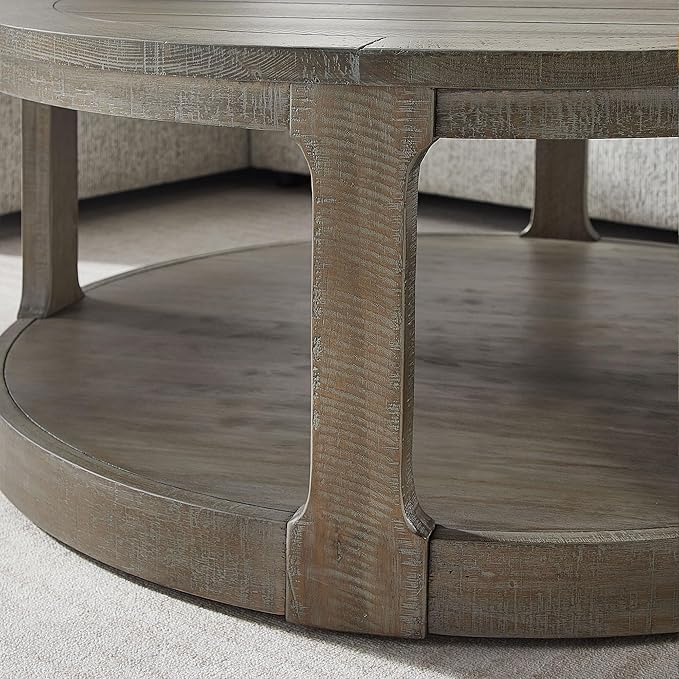 kevinplus 40'' Round Wood Coffee Table Circle Coffee Table with 4 Wheel for Living Room, Moveable Modern Retro Farmhouse Style, Easy Assembly, Light Brown (ø40'' x 17.52'')
