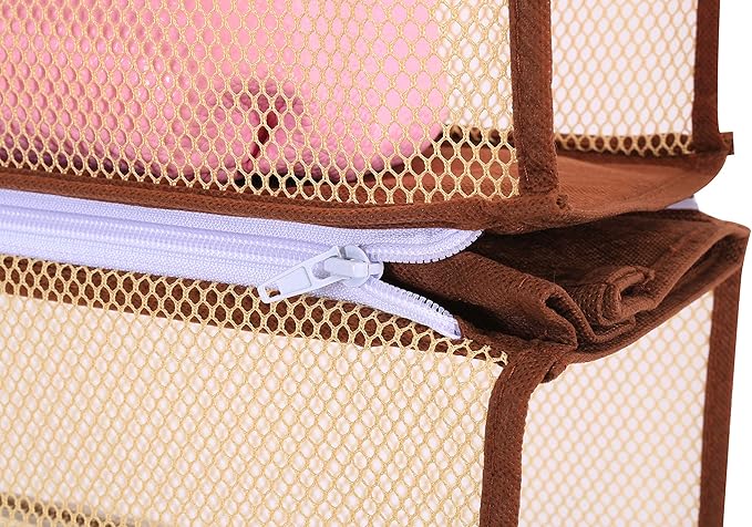 Detachable 4 Compartment Pouch Hanging Handbag Organizer Clear Purse Bag Storage Holder Wardrobe Closet Space Saving Organizers System for Living Room Bedroom(Pack of 2 Brown)-NeatNest