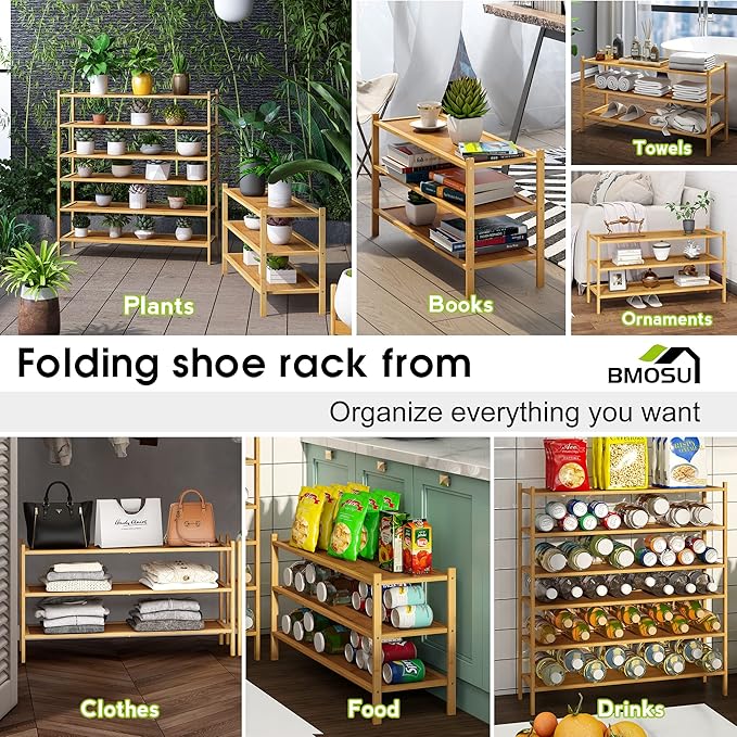 BMOSU 3-Tier Bamboo Extended Shoe Rack Premium Stackable Shoe Shelf Storage Organizer for Hallway Closet Living Room Entryway Organizer(Natural)-NeatNest