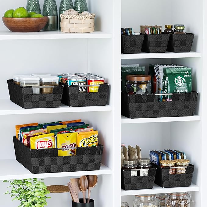 Baskets For Organizing Set Of 9 Black - Storage Baskets For Shelves - Perfect Closet Organizer Bins, Bathroom Basket, and Pantry Basket - Small Storage Bins For Shelves - Bin For Organization-NeatNest