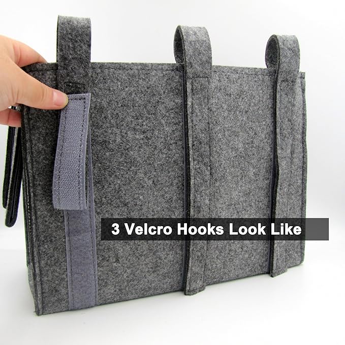 Bedside Caddy, Hanging Storage Bag, Chair Organizer Caddy, Remote, Magazine, Drink Bottle, Cell Phone Holder with Fixed Straps for Hospital Bed, Dorm Bed, Baby Stuff, Office (Grey Small)-NeatNest