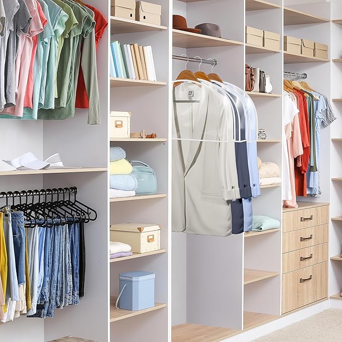 Clear Vinyl Shoulder Covers Closet Suit Protects Storage Home Decor Set of 12, 12"H x 22"W x 2"D-NeatNest