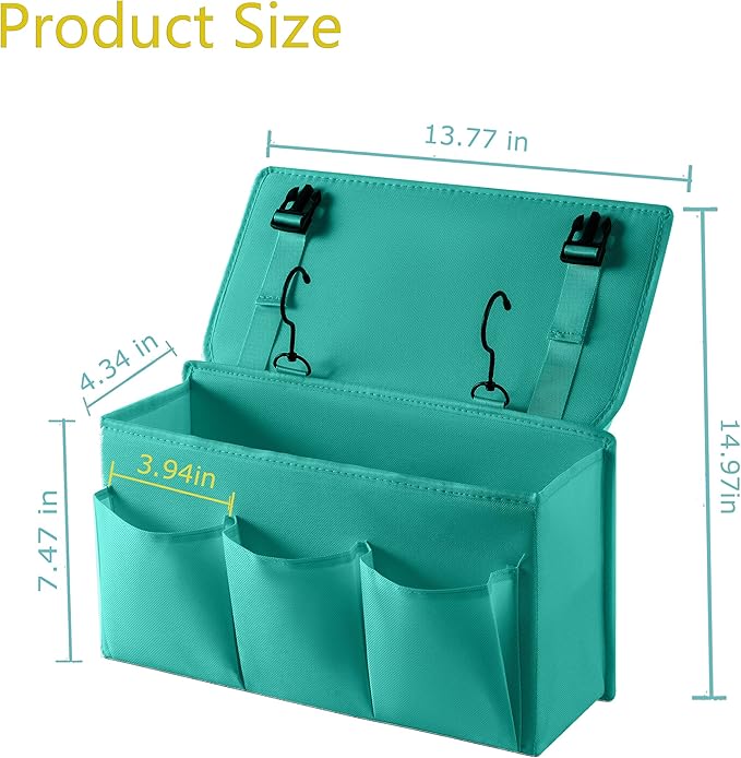 Bedside Caddy Bedside Storage Organizer,Bed Caddy With Thickened Material Suitable for Homes, Dormitories, Hospitals, Cribs, RVs,Great for Magazines,Books,Remote, Phone (Green)-NeatNest