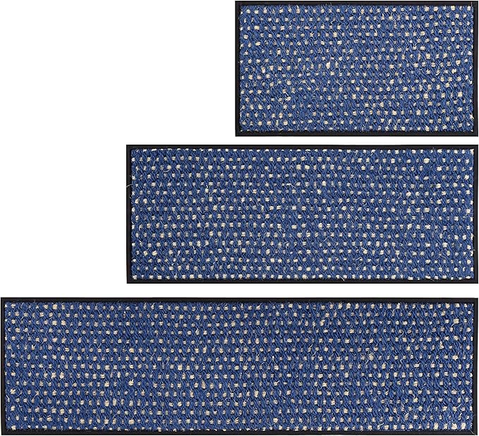 Anji Mountain AMB0BT4F-010 Black Rubber Boot/Shoe Tray with Coir, Fits 4 Pair (46.5" Wide), Blue & Ivory Insert