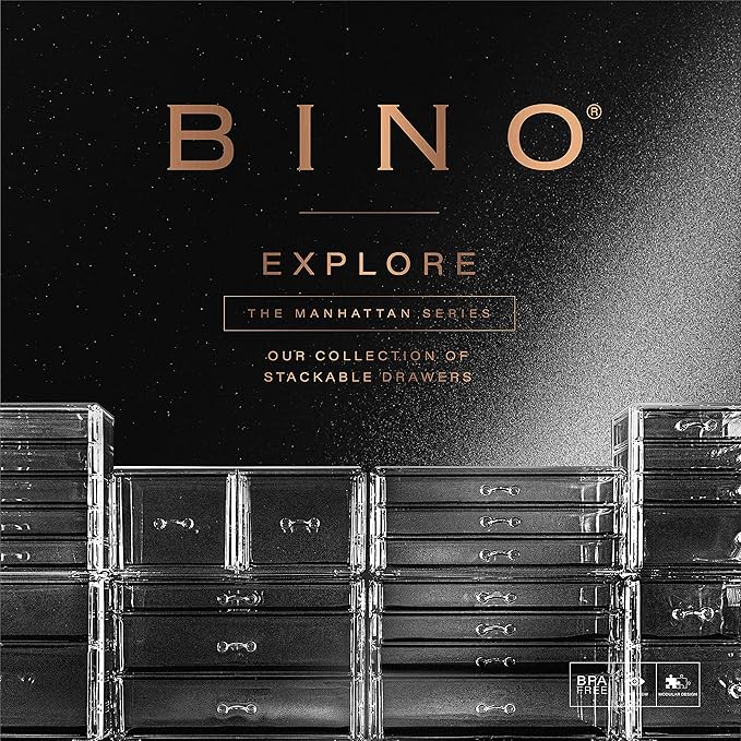 BINO THE MANHATTAN SERIES Acrylic Makeup Drawer Organizer- 5 Drawers | Clear Beauty Organizers and Storage| Cosmetic & Makeup Drawer| Home Organization| Jewelry & Vanity Accessories Drawers-NeatNest