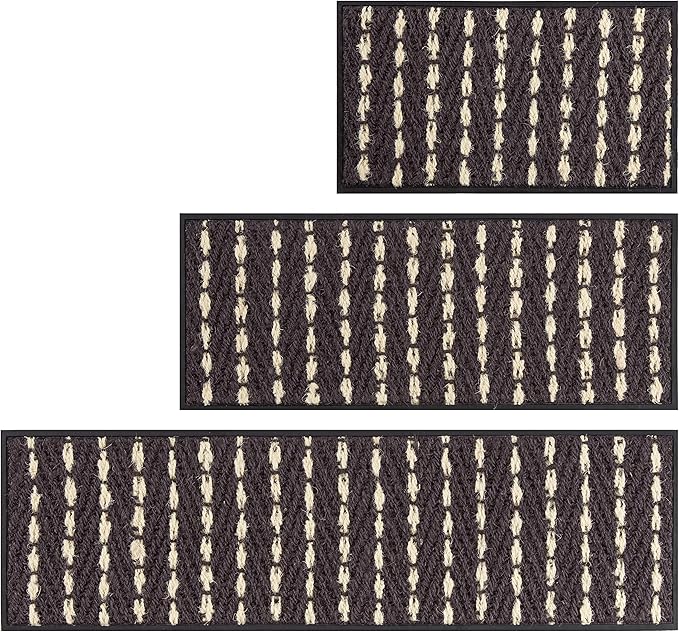 Anji Mountain AMB0BT2F-008 Black Rubber Boot/Shoe Tray with Coir, Fits 2 Pair (24.5" Wide), Gray & Ivory Insert