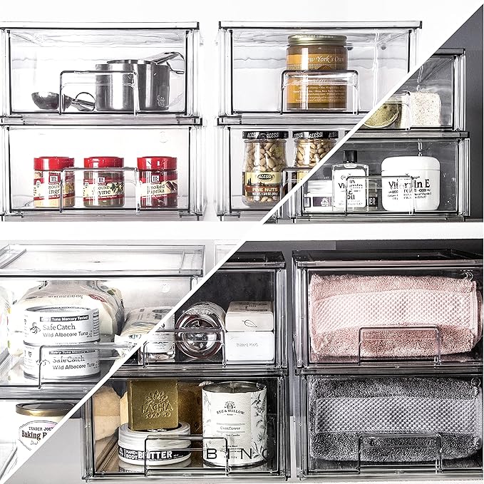 BINO | Stackable Storage Drawers, Small - Clear | THE CRATE COLLECTION | Storage Bins With Drawers | Bathroom Organizers | Under Sink Organizer | Vanity Cabinet Home Organization-NeatNest