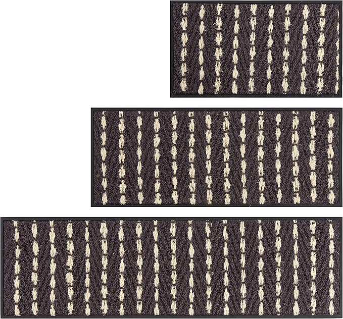 Anji Mountain AMB0BT3F-008 Black Rubber Boot/Shoe Tray with Coir, Fits 3 Pair (34.5" Wide), Gray & Ivory Insert