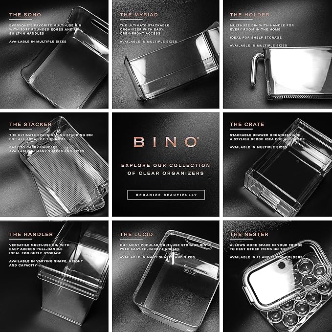 BINO Plastic Storage Bins - Small 2 Pack, White - THE SOHO COLLECTION - Pantry Organizers and Fridge Organizer-NeatNest