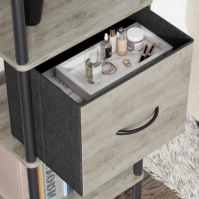 6-Tier Bookshelf with Drawer, Narrow Bookshelves Organizer, Floor Standing Ladder Shelf,Tall Bookcase for Small Space, Book shelf with Storage for Living Room, Bedroom, Office, Study Light Oak HBC505Z