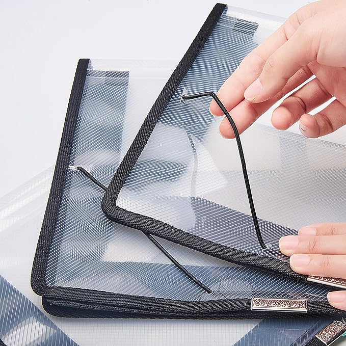 FANWU 6 Pack Plastic Expanding File Wallet Document Organizer with Flap and Cord Closure, Letter Size, 2.8" Expansion, Clear Colored Poly A4 Expandable File Folder for Home School & Office Storage