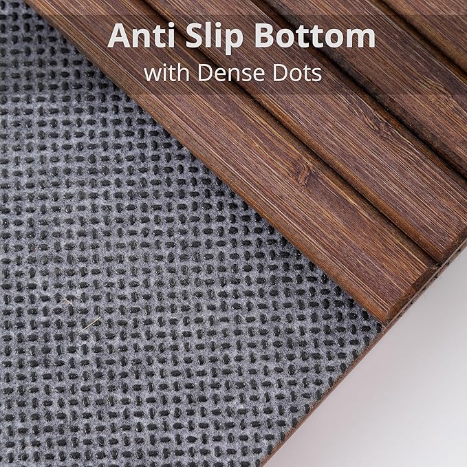 DETOR Couch Arm Tray, TV Tray with Capacious 12.4" x 5.4" Storage Box, Bamboo Grain Stained Brown Color, Enhanced Nonslip Felt Bottom, Sturdy Bamboo Slats Material | for Armrests 6" and Wider-NeatNest