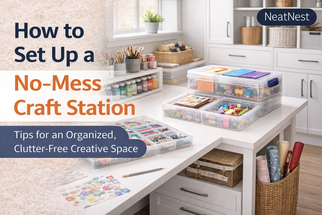 How to set up a no-mess craft station with organized storage and clear workspace by NeatNest