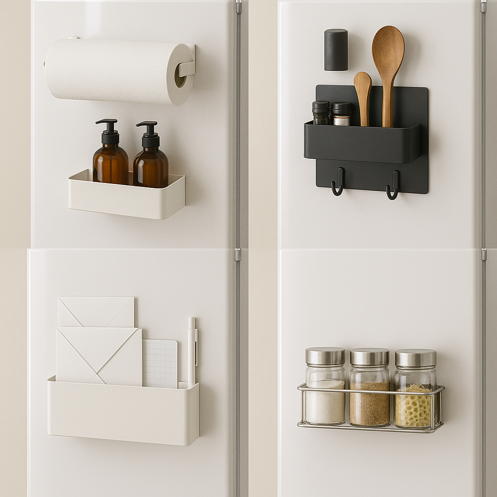 Magnetic spice rack and tool holders for wall