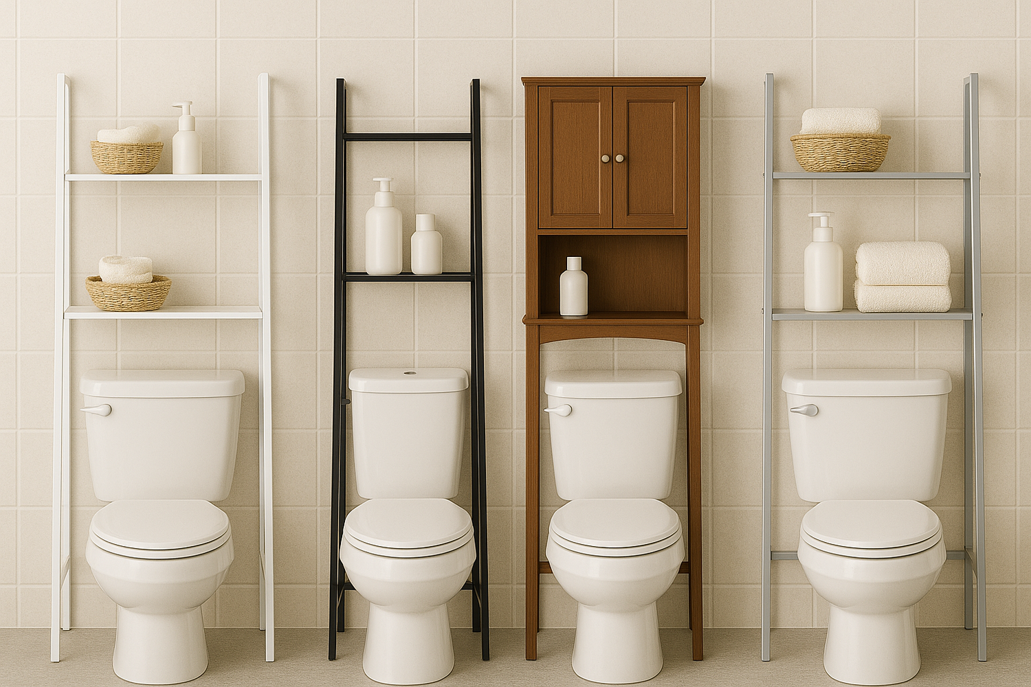 Over-the-toilet rack for bathroom organization