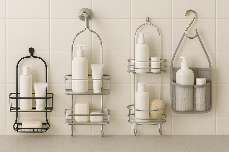 Hanging shower caddy with multiple compartments