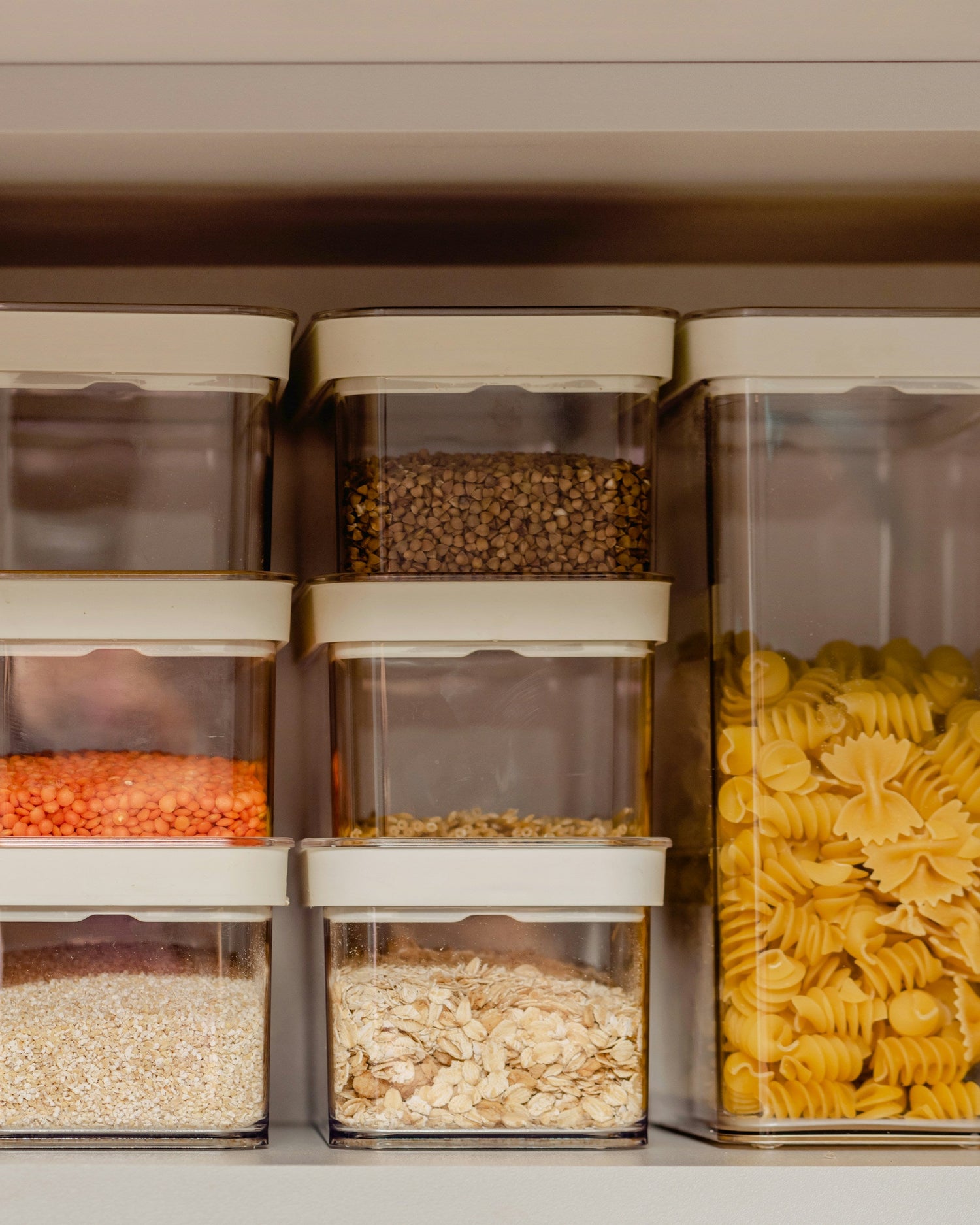 Stackable clear pantry bins for food storage