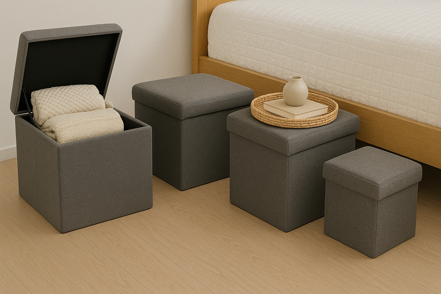 Foldable storage ottoman with seating