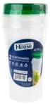 HomeyGear [48 Oz - Green - 2 Pk] Large Deli Food Storage Screw And Seal Containers 48 Oz Stackable Reusable Mirowave Dishwasher Safe Quality Plastic Twist Cap Canisters 2 Pack