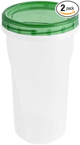 HomeyGear [48 Oz - Green - 2 Pk] Large Deli Food Storage Screw And Seal Containers 48 Oz Stackable Reusable Mirowave Dishwasher Safe Quality Plastic Twist Cap Canisters 2 Pack