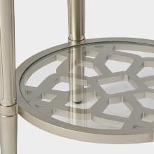 COSIEST Round Side Table, End Table Glass with Wood Frame, Champagne Gold Bedside Table with Modern Style for Living Room, Balcony, Bedroom-NeatNest