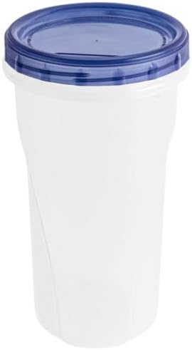 HomeyGear [48 Oz - Blue - 4 Pk] Large Deli Food Storage Screw And Seal Containers 48 Oz Stackable Reusable Mirowave Dishwasher Safe Quality Plastic Twist Cap Canisters 4 Pack