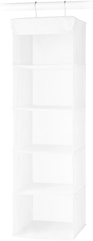 Whitmor 5 Section Closet Organizer - Hanging Shelves with Sturdy Metal Frame, White-NeatNest