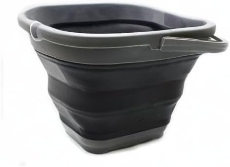 SAMMART 10L (2.6 Gallon) Collapsible Rectangular Handy Basket/Bucket (Grey/Black (Set of 2))-NeatNest