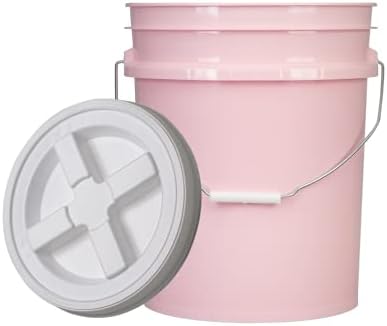 House Naturals 5 Gallon Pink Food Grade - BPA Free- Made in USA - Bucket Pail with Air Tight Screw On Lid