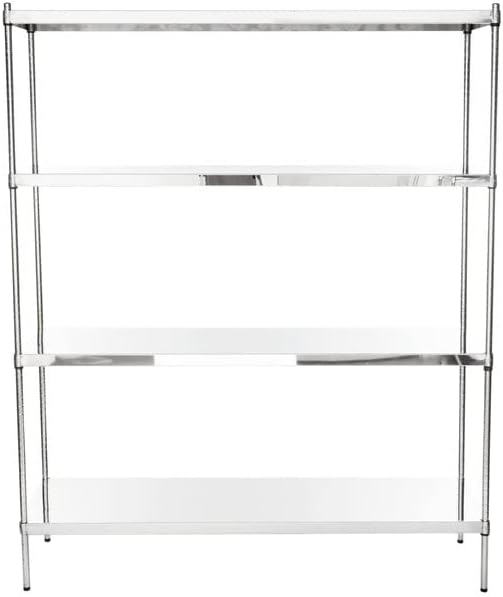 18" x 60" NSF Stainless Steel 4-Shelf Kit with 74" Posts, Heavy Duty Storage Shelving, Wire Shelving Kit, NSF Commercial Storage Rack Unit
