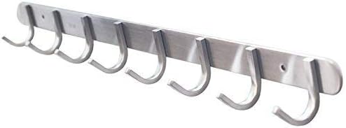 Coat Hook Rack with 8 Square Hooks - Premium Modern Wall Mounted - Ultra durable with solid steel construction, Brushed stainless steel finish, Super easy installation, Rust and water proof-NeatNest