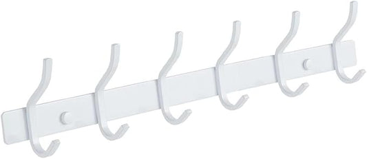 AZW Coat Rack Wall Mount,Heavy Duty Stainless Steel Metal Coat Hooks Hanging for Robes Bags Keys Hat Clothes and Bathroom Door Towels Hanger(White 6 Hooks)-NeatNest