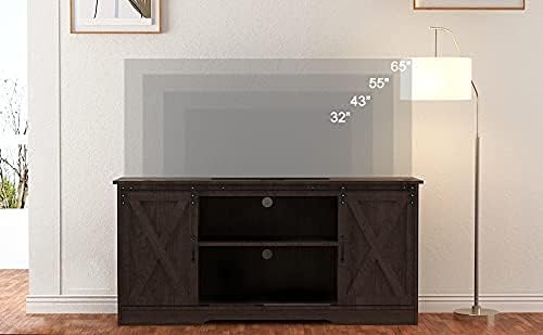 4 EVER WINNER Farmhouse TV Stand for 65+ Inch TV, Espresso Entertainment Center for 65 Inch TV, Modern Farmhouse Television Stands for TVs up to 70, Espresso TV Stand for Flat Screens 65-NeatNest