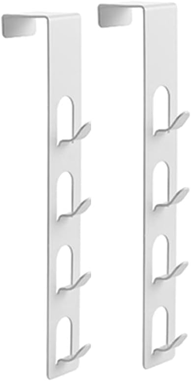 2 Pack White Coat Hooks, 4 Layers Metal Hats Hanger, Strong Vertical White Coat Hook, Over Door Rack for Hanging Bags Jams Scarf Keys and More.