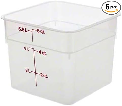 Cambro Food Storage Container - Classic Series Square - 6 QT (Quart) - Commercial Grade for Food Prep (Translucent)-NeatNest