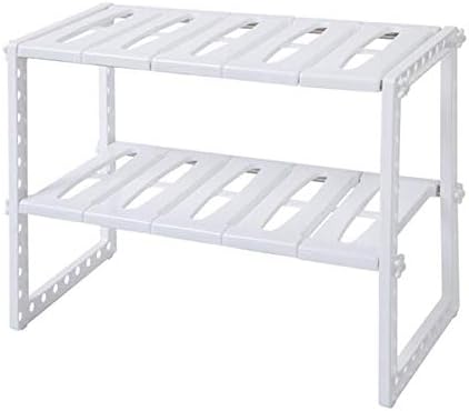 2 Tier Adjustable Storage Shelf Metal Storage Rack Wire Shelving Unit Storage Shelves Metal for Pantry Closet Kitchen Laundry (White)