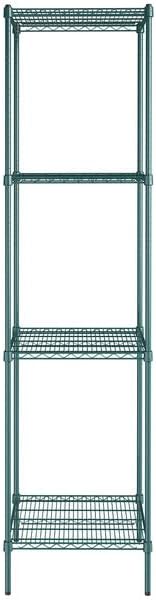 24" x 24" NSF Green Epoxy 4-Shelf Kit with 96" Posts, Heavy Duty Storage Shelving, Wire Shelving Kit, NSF Commercial Storage Rack Unit