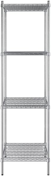 24" x 24" NSF Stainless Steel 4-Shelf Kit with 86" Posts, Heavy Duty Storage Shelving, Wire Shelving Kit, NSF Commercial Storage Rack Unit