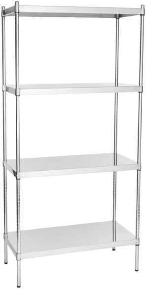 18" x 36" NSF Stainless Steel 4-Shelf Kit with 74" Posts, Heavy Duty Storage Shelving, Wire Shelving Kit, NSF Commercial Storage Rack Unit