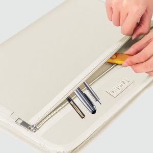 Fireproof Safe Waterproof Accordion File Bag Folder Expanding Filing Folder with 14 Multicolored Pockets, A4 Letter Size, Document Organizer Holder and Color Labels /2 Zipper (Beige 14.3" x 9.8")