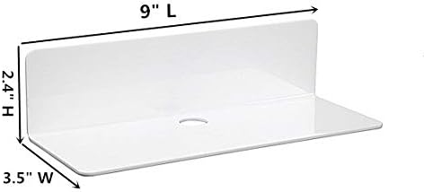 IEEK 9 Inch Acrylic Floating Shelves Set of 4,Small Wall Display Shelf for Bluetooth Speakers/Security Cameras/Nintendo Switch/Action Figures,Damage-Free Wall Shelves Stick-On Shelf,White-NeatNest