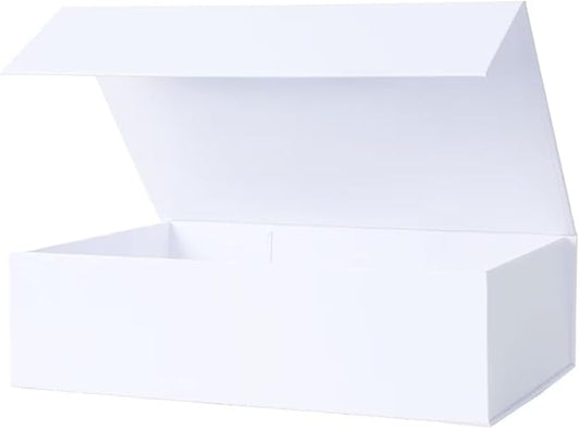 Aimyoo White Collapsible Gift Box with Magnetic Closure Lids 10.5x7x3 in, Bridesmaid Groomsman Proposal Boxes, Rectangle Storage Box 1 Pack-NeatNest