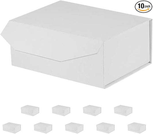 10 Small White Gift Boxes 9.5x7x4 Inches, Magnetic Gift Box with Lid for Gift Packaging, Wholesale gift boxes for Presents, Bridesmaid Proposal Boxes (10pcs/pack)-NeatNest