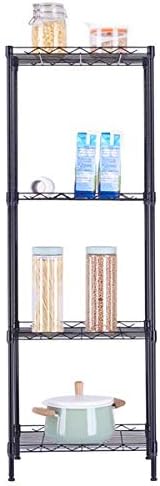 4 Tier Adjustable Storage Shelf Metal Storage Rack Wire Shelving Unit Storage Shelves Metal for Pantry Closet Kitchen Laundry (Black4)