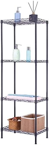 4 Tier Adjustable Storage Shelf Metal Storage Rack Wire Shelving Unit Storage Shelves Metal for Pantry Closet Kitchen Laundry (Black4)