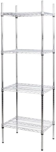 18" x 24" NSF Chrome 4-Shelf Kit with 74" Posts, Heavy Duty Storage Shelving, Wire Shelving Kit, NSF Commercial Storage Rack Unit